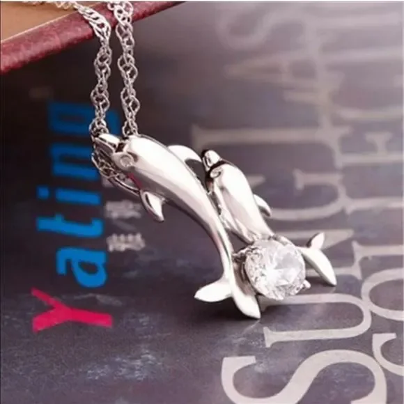 Dolphin Rhinestone Necklace - Picture 6 of 8